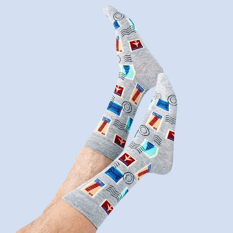 BISOUSOX Mens Dress Socks Funny Fun Colorful Crazy Funky Crew Socks for Men Novelty Happy Cotton Size 9-12 - Image 3